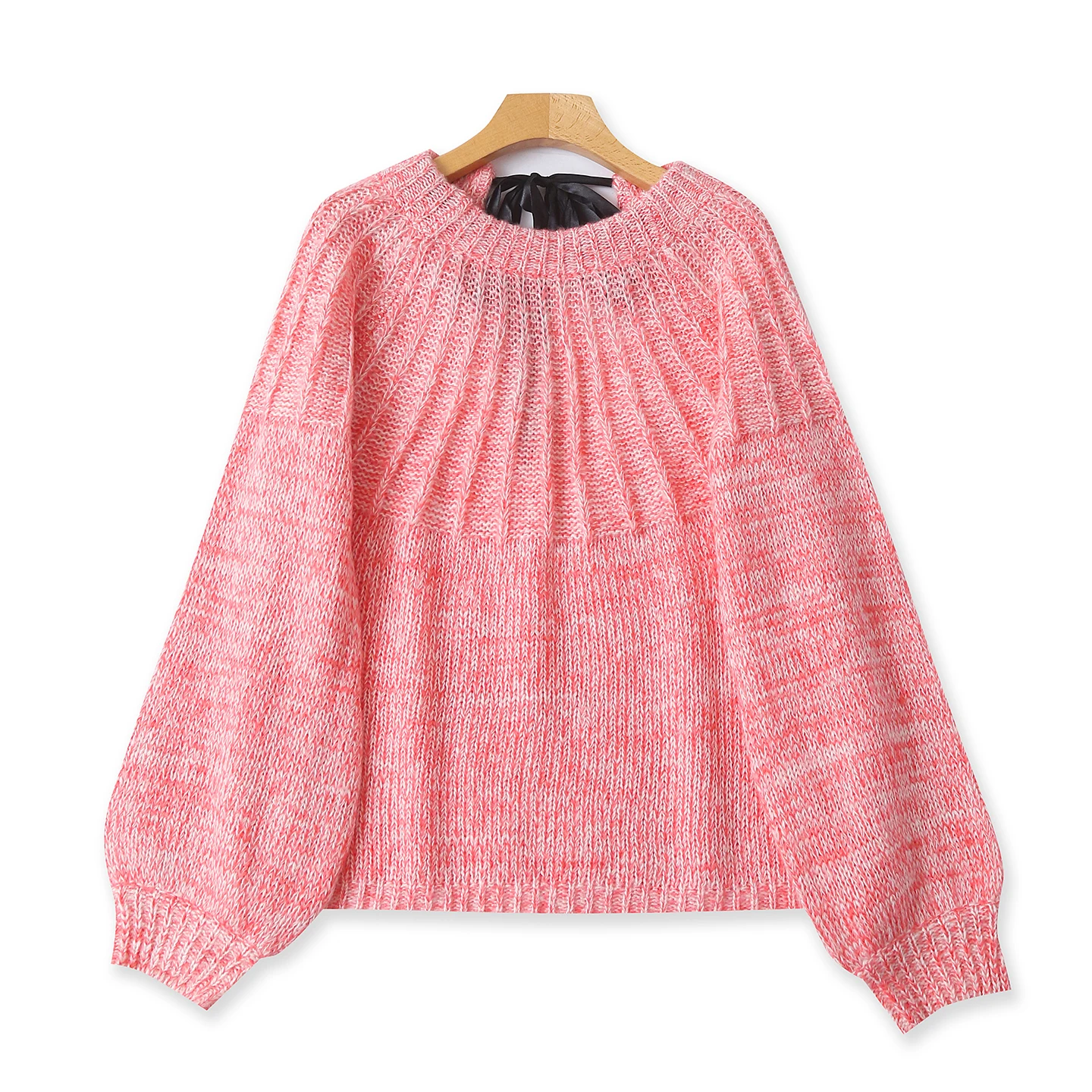 Losse lange Sve gebreide bal top dames Faion lente herfst nieuwe Sle ronde Ne trui met riemdetail