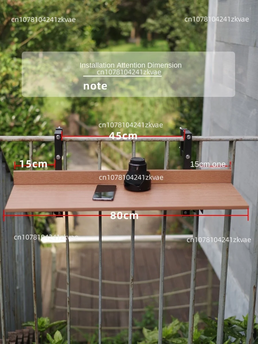 Modern outdoor plastic wood，bar ， balcony hanging table, railing folding table