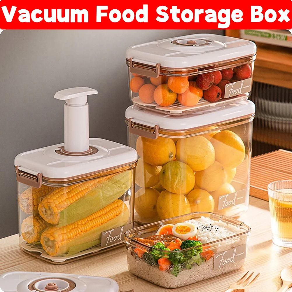 

Vacuum Food Storage Box Food Dispenser Large Capacity Marinade Container with Time Compass & Air Pump for Meat Fruits Vegetables