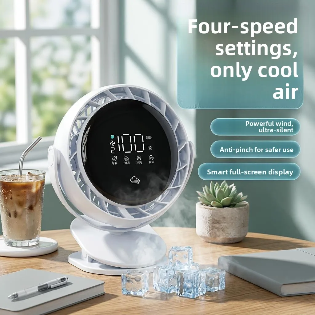 

Touchscreen Fan Ultra Quiet Desktop Office Desk Fan Clip on Portable Small Air Conditioner for Student Dormitory Home Use