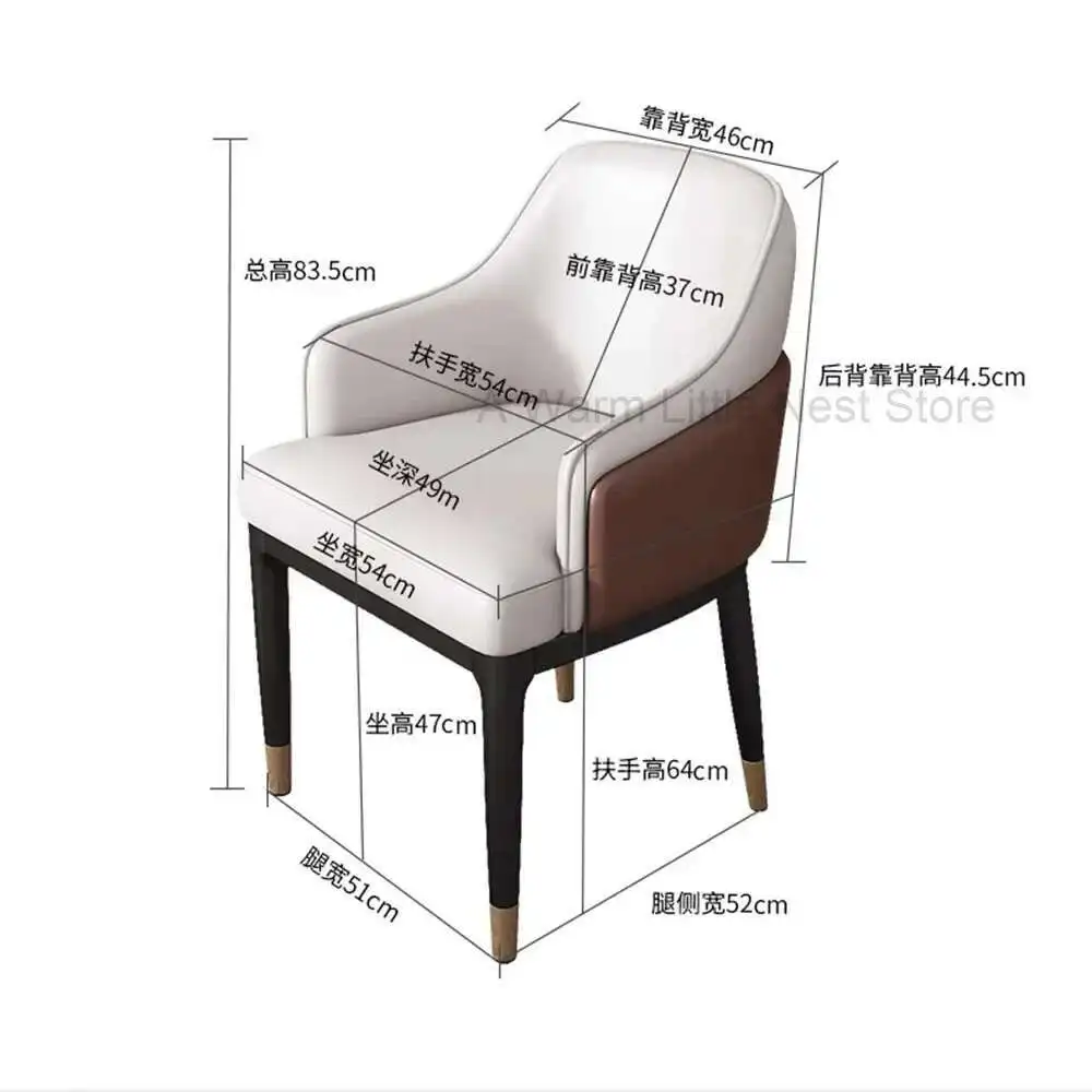 Restaurant Office Dining Chairs Modern Hotel Comfortable Dining Chairs Minimalist Black Metal Legs Muebles Interior Decorations