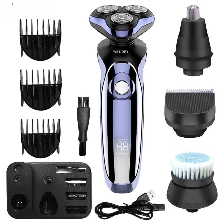 6 in 1 Electric Shaver Men's Razor Set Hair Clipper Beard Trimmer Nose Hair Trimmer Digital Display Electric Shaver Set