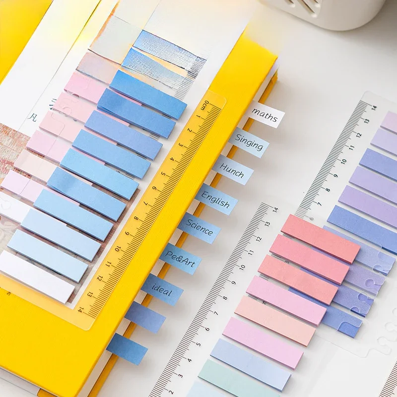 1-4-20 pcs Candy Color Gradient Sticky Notes With Ruler Adhesive Office School Supplies Stationery Memo Pad Index Notepad