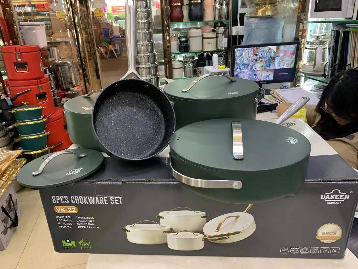 4PCS New Cookware Set Soup Pot Nonstick Cooking Pots Pan Set Kitchen Home Restaurant Durable Use