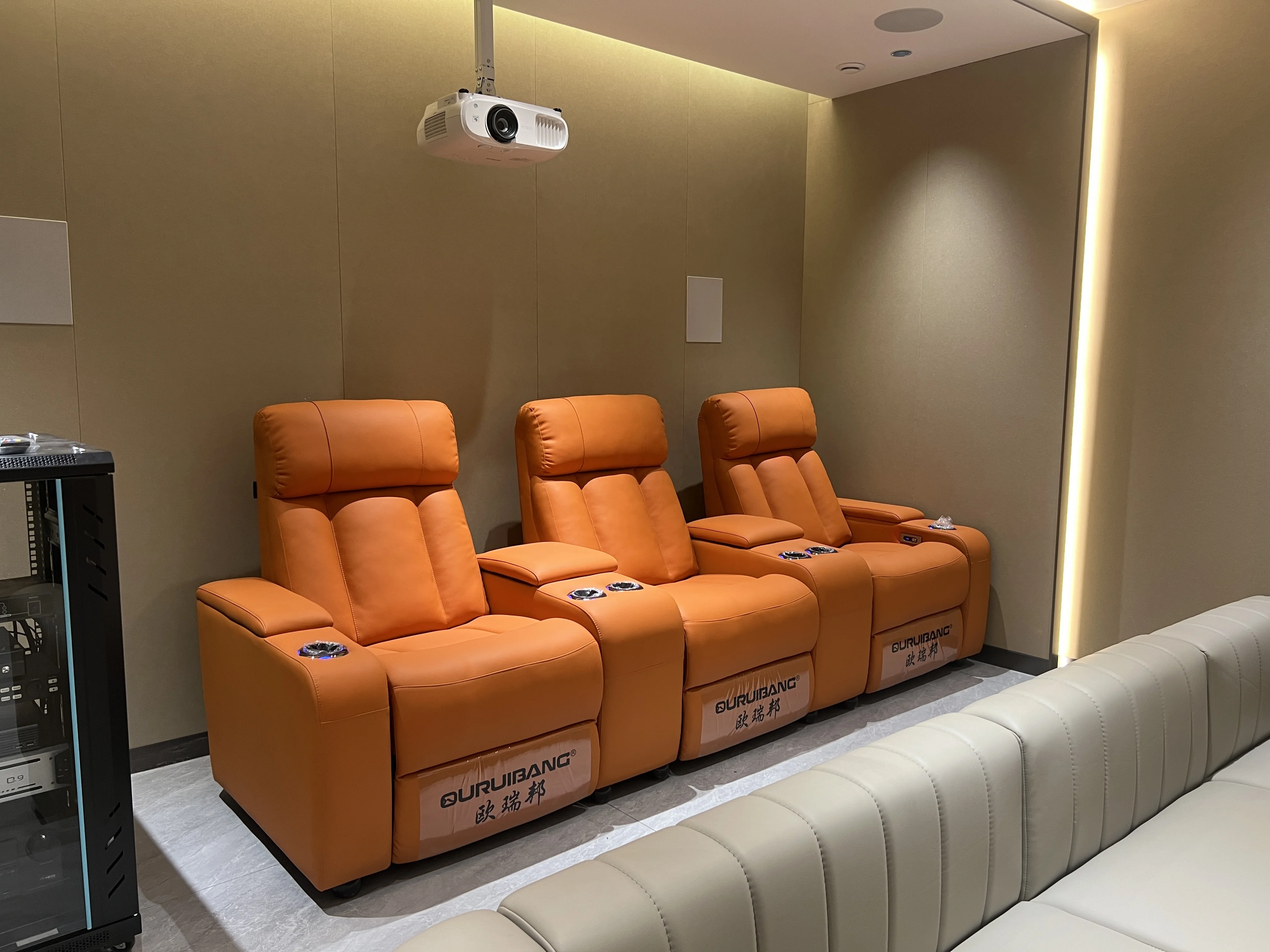 Hot-Selling Genuine Leather Square Modern Sectional Lounge Chair Sofa Set Adjustable Foldable Private Cinema Home Theater Living