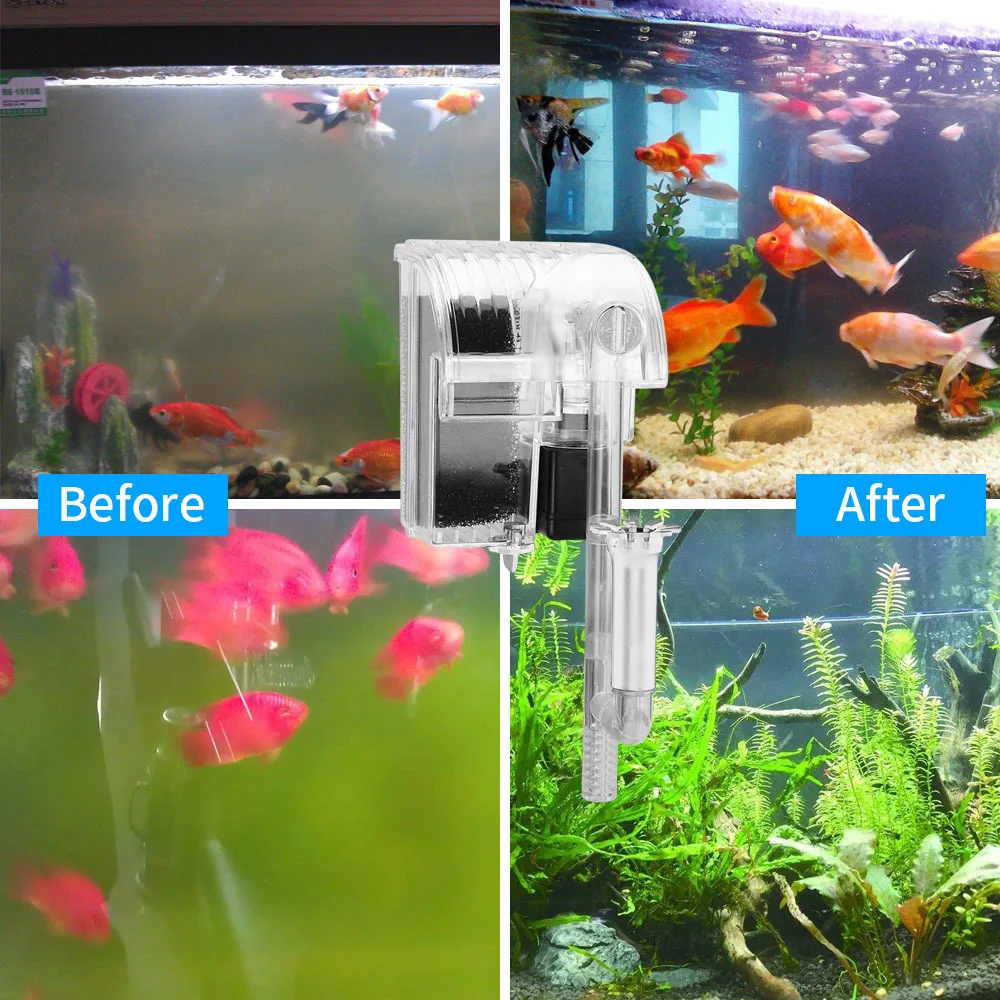 

AISITIN Filter wall-mounted waterfall filter external filter fish tank oxygen pump turtle tank filter cotton oil film treatment