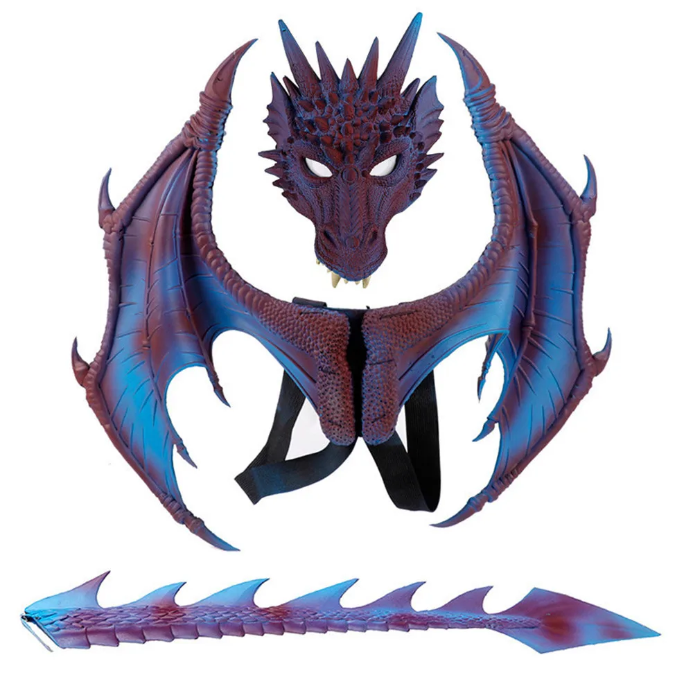 

Children's Dragon Wing Costume Dinosaur Tail Mask Set Cosplay Kids Halloween Dragon Costume