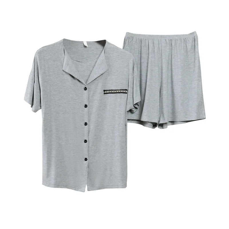 

Short Sleeved Modal Cotton Pajamas Women's Summer Cardigan Lapel Shorts Suit Home pajama sets