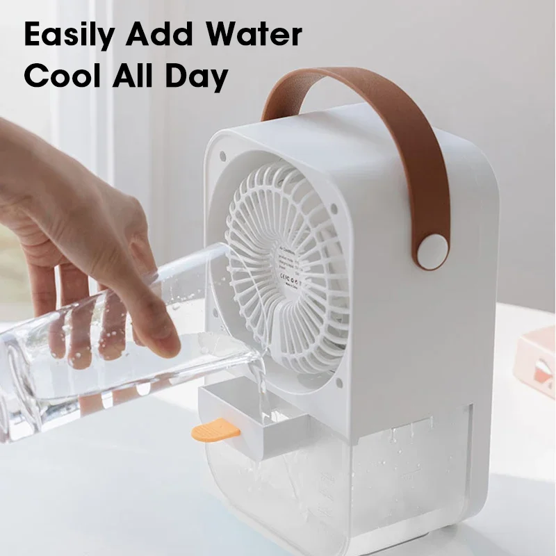 Humidificateur d'air portable, climatiseur, vaporisateur d'eau, brumisateur, aste, supporter ficateur, 4 vitesses, 1 mode, ventilateur de pulvérisation, voiture, maison, camping, voyage