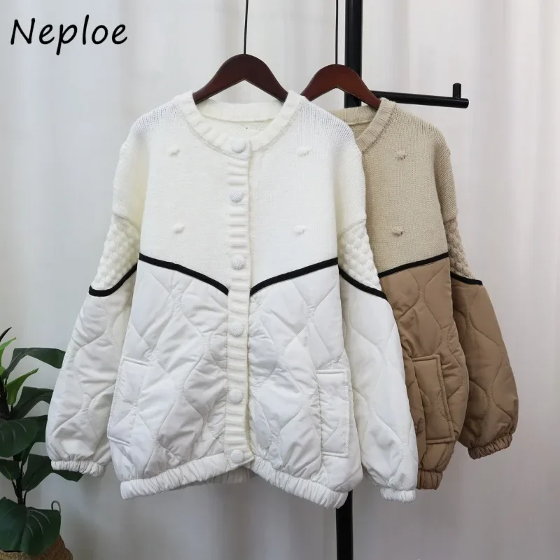 

Neploe Chic, хлопковая одежда, вязаный кардиган, осень-зима 2024, корейский простой повседневный свободный свитер в ленивом стиле, пальто