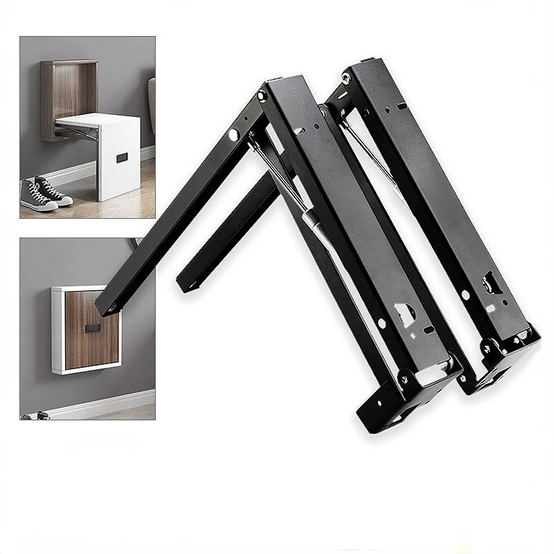 

2Pcs Sturdy Folding Shelf Brackets Heavy Duty Triangle Wall Mounted Support 11.81x6.42 Inch