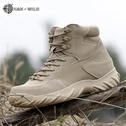 Men Combat Boots Leather Lace Up Waterproof Ankle Tactical Boot Man Plus Big Size Work Shoes Mens Casual Sports Boots