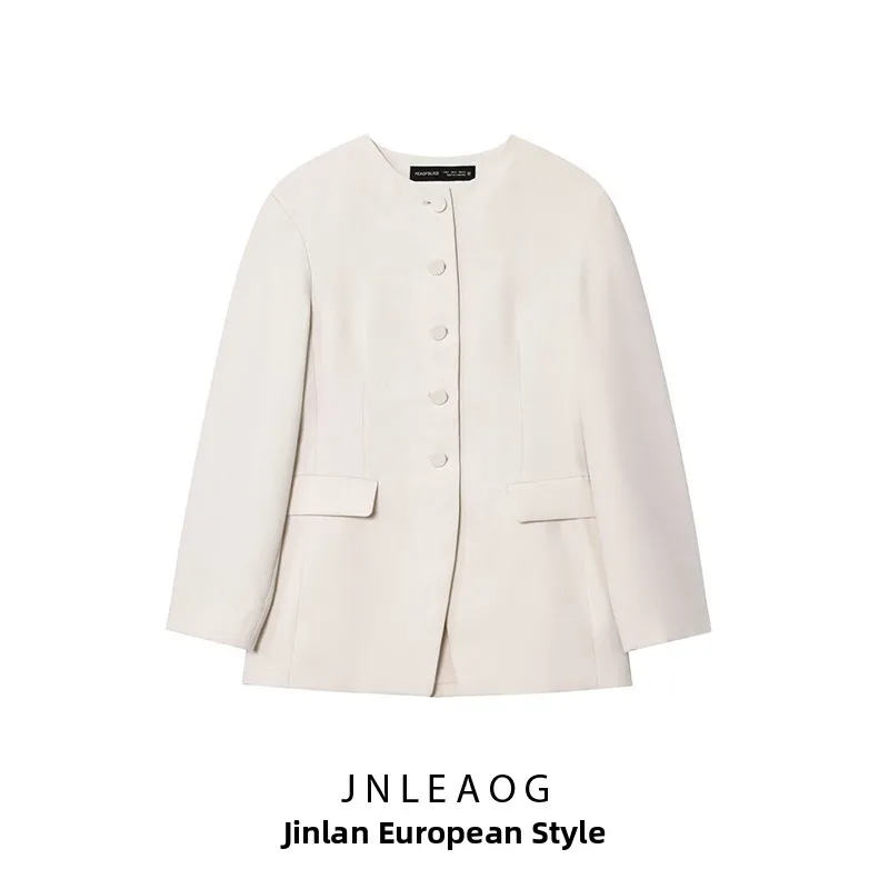 

JNLEAOG Осенний новый женский модный жакет без воротника 290948, повседневное пальто из полиэстера, уникальный стиль, для женщин