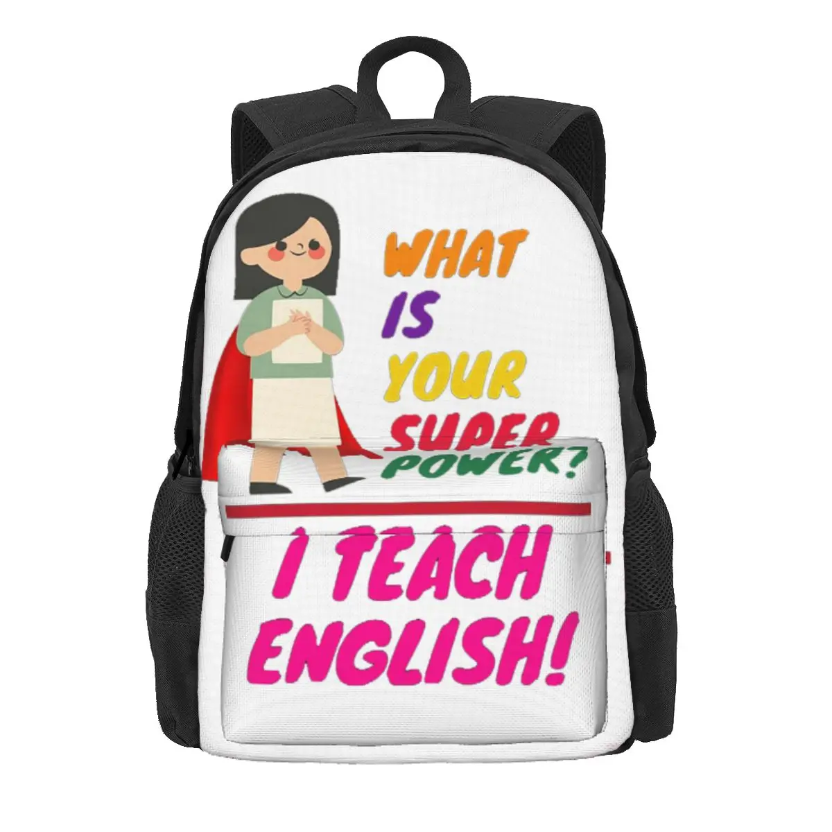 

English Teacher Appreciation Backpack Daypack Large Capacity Kids BookBag School Bag Shoulder Bags for Men Women