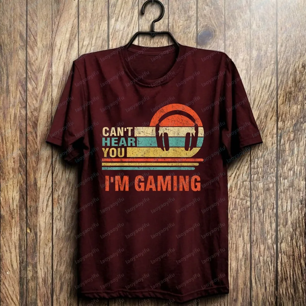 Funny Gamer Gift Headset Can't Hear You I'm Gaming T-Shirt Hot New Retro Streetwear Fashion 90s Tops Summer Trend Men Clothing