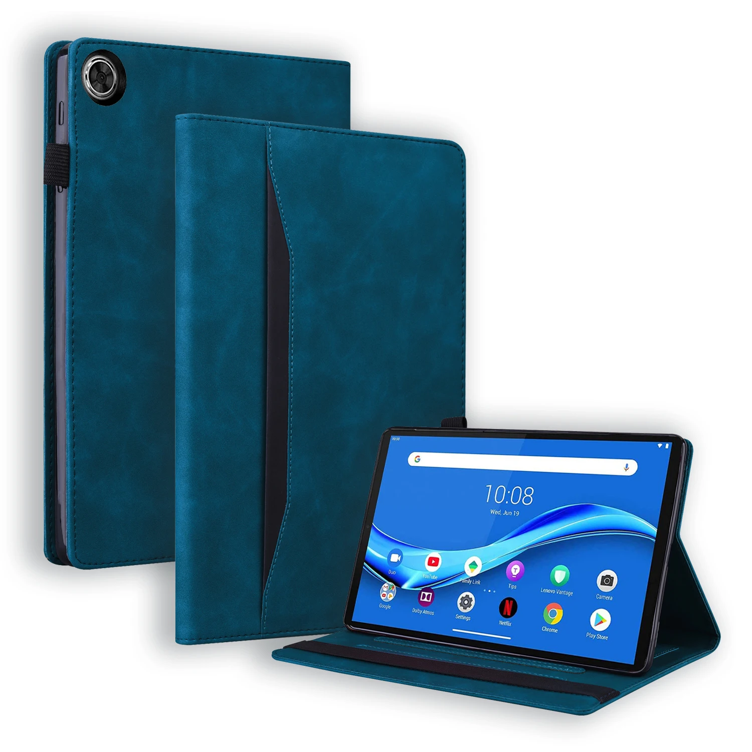 

For Lenovo K9 / Tab One Case PU Leather Protective Folio Tablet Cover with Card Holder - Blue