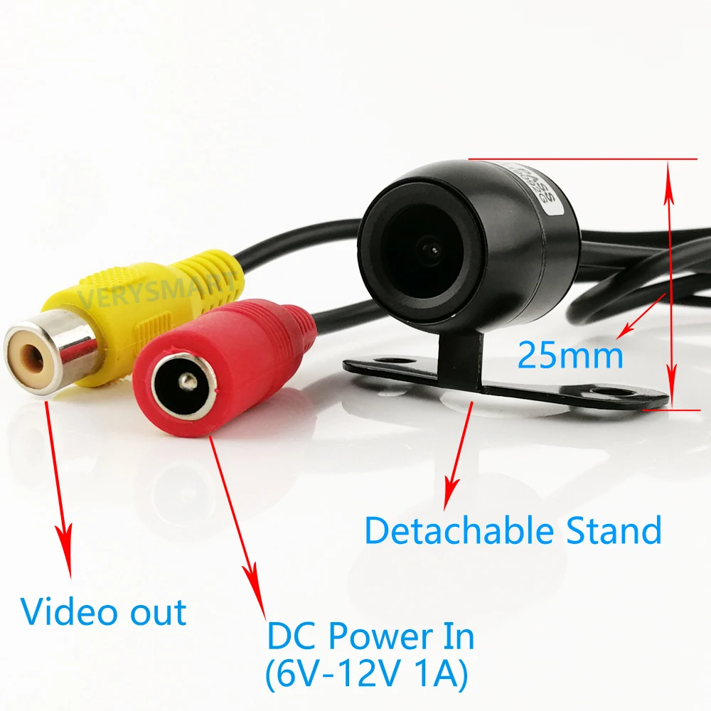 자동차 보안 카메라 미니 카메라, 야외 방수 IP67 CVBS 미니 아날로그 CCTV 카메라, 12V 1A 전면 뷰