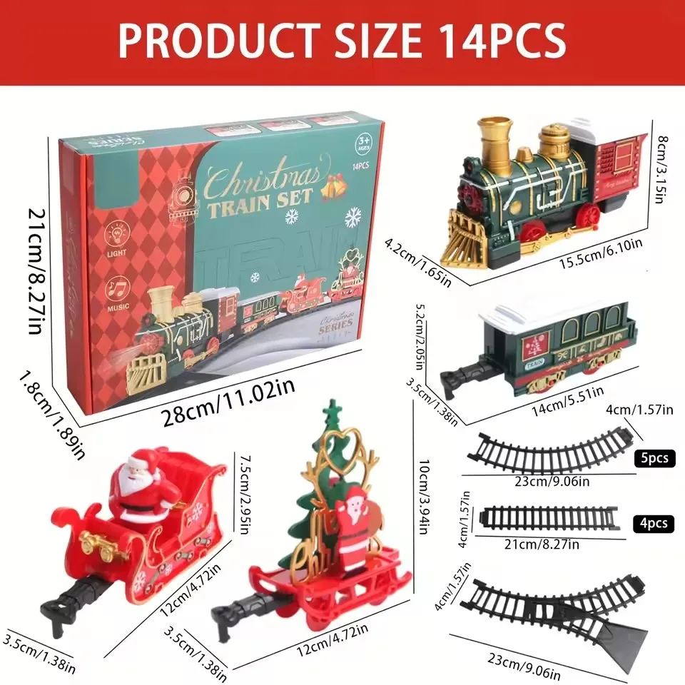 Christmas Series Classical Eletric Train with Track Electric Steam Track Railway Trains Model Sound Lights Children New Year Gif