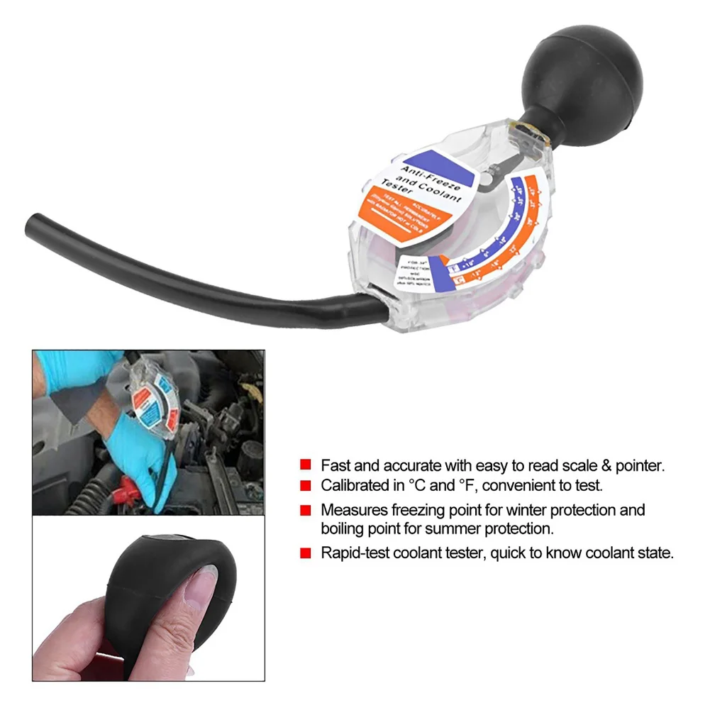 Density Meter Coolant Tester Garage Diagnostic Rubber Bulb Suction Transparent Capsule Pointer Portable Lightweight