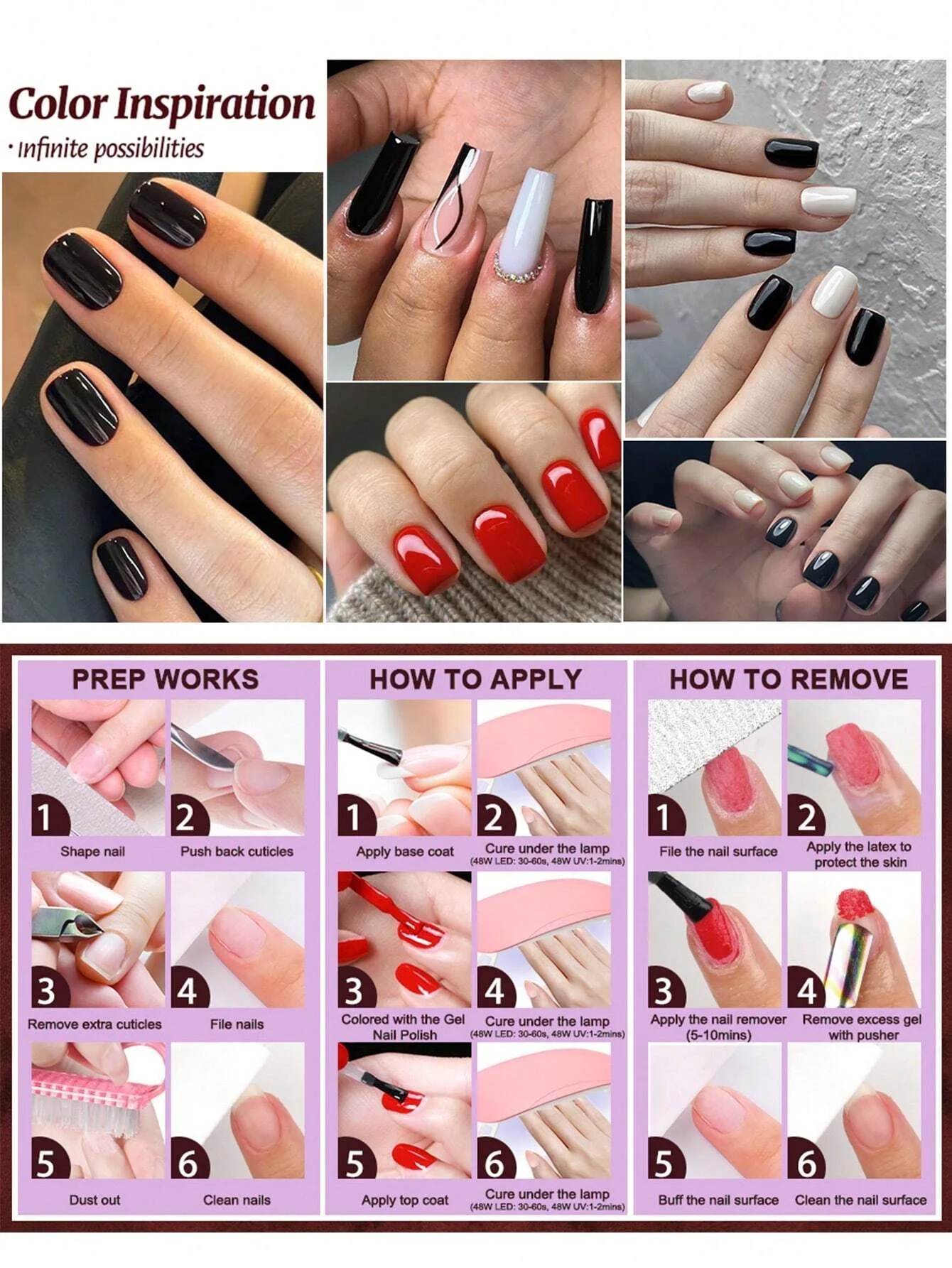 Juego de capa superior y capa Base de Gel sin toallitas, acabado brillante y duradero, para salón de uñas en casa, bricolaje, 2 uds., 7,5 ml