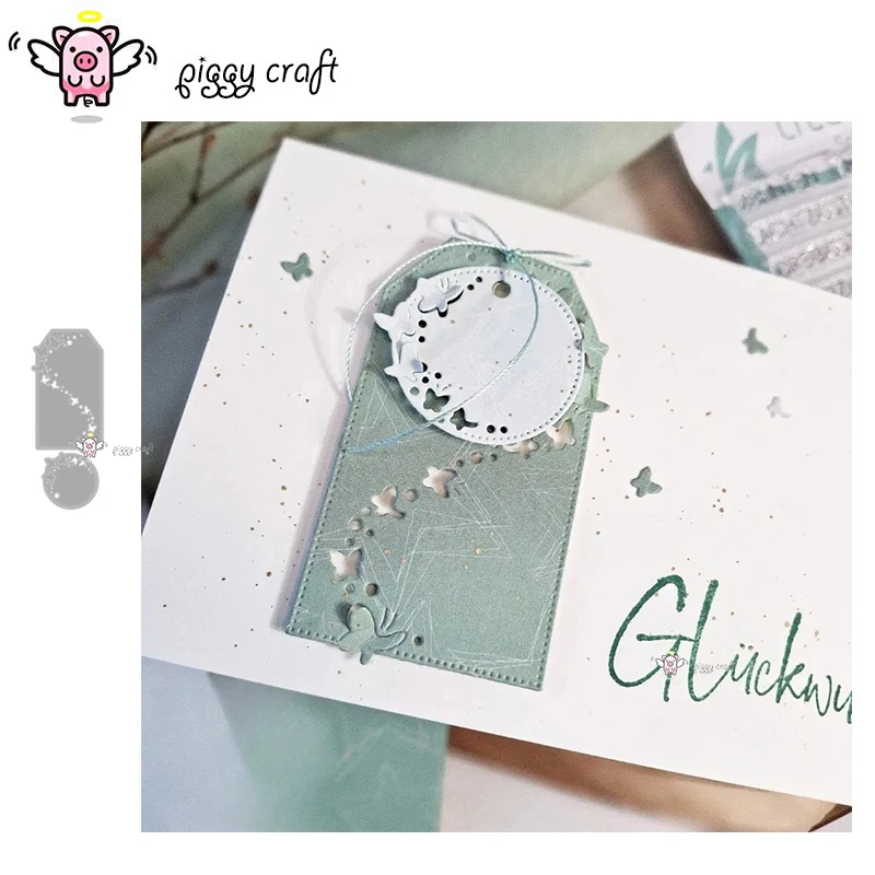 Piggy Craft Metall-Stanzformen, geschnittene Matrizenform, Schmetterlingsetiketten, Etikettenrahmen, Sammelalbum, Papier, Basteln, Messerform, Klinge, Stanzen, Schablonen