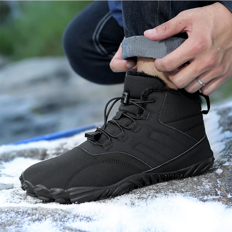 Paar Schneeschuhe Outdoor Fünf-Finger-Antik ollision Winter verdickte warme rutsch feste Baumwoll schuhe