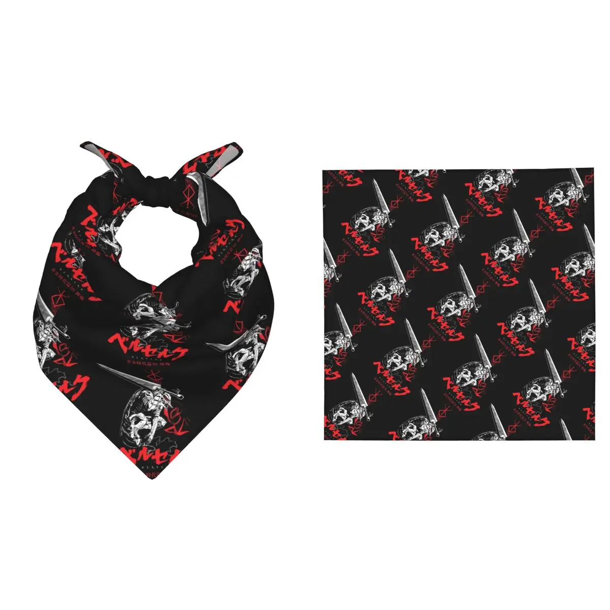 

55CM B-Berserks Bandana Holiday Parties Ceremonies Square Neck Scarf Women Men Brand Warriors Imprinted Warrior Comic Head Wrap