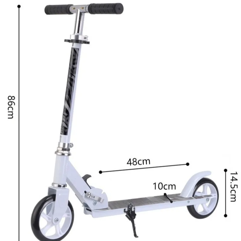 Foldable Two Wheel Kick Scooter for Adults Hand Brake City Campus Commuting Portable Scooter
