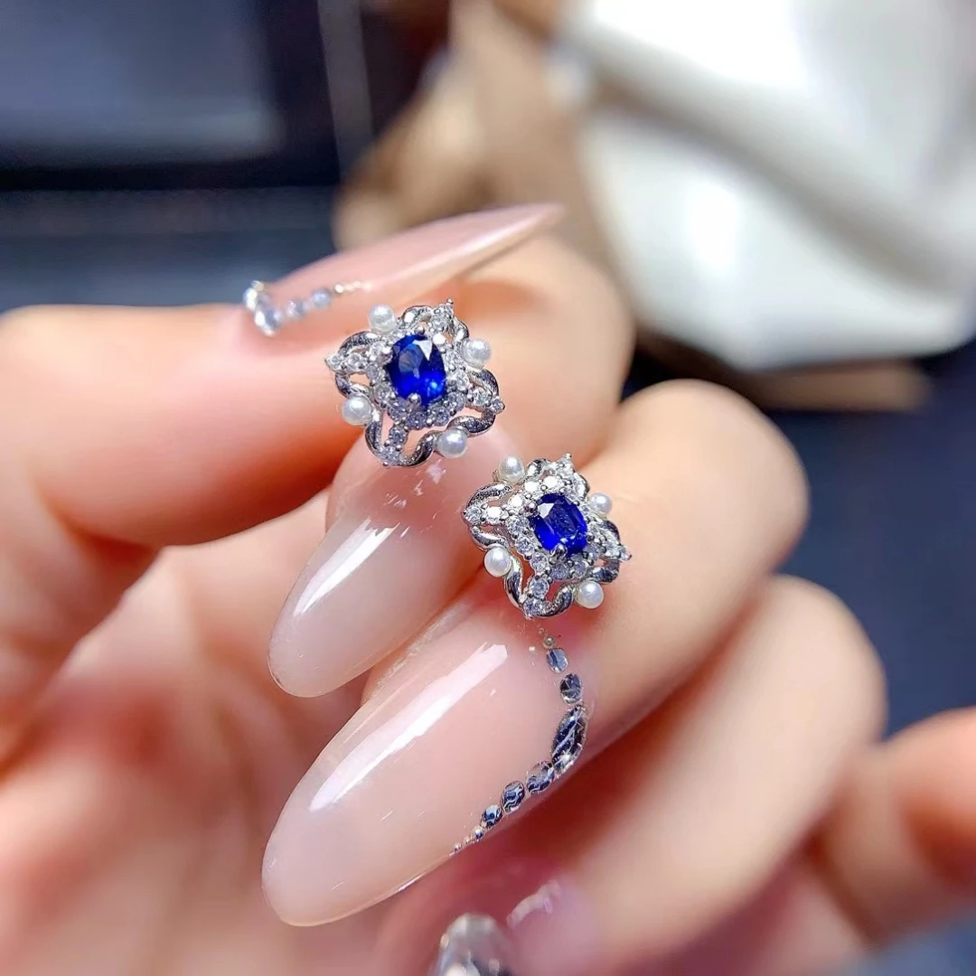 

Серьги-гвоздики с королевским синим сапфиром, 3 мм * 4 мм, всего 0,3 карата, серьги с натуральным сапфиром, серебро 925 пробы, ювелирные изделия с драгоценными камнями и позолотой