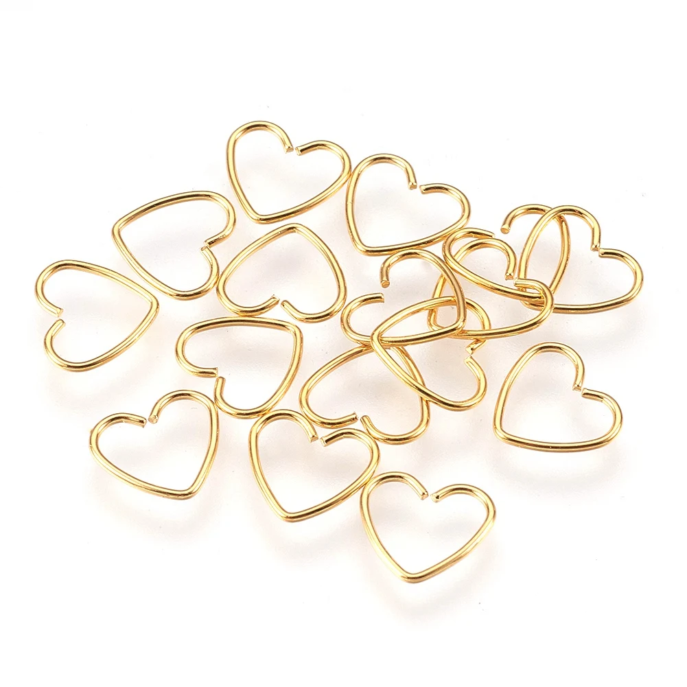 100pcs Golden Heart Star Stainless Steel Jump Rings 20/24 Gauge Open Jump Rings Connectors for DIY Bracelet Jewelry Craft Making