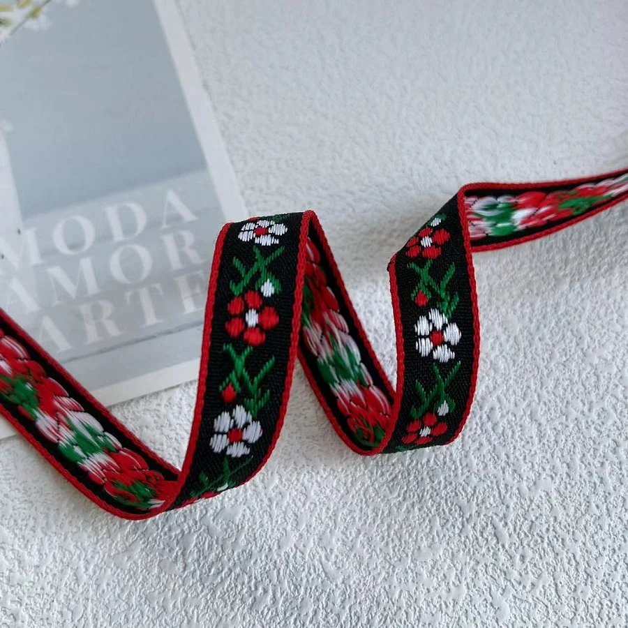 20 Yards/lot Ethnic Style Webbing Woven Jacquard Ribbon Flowers For Garment Accessories LS-2271 Width 1-1.5 CM
