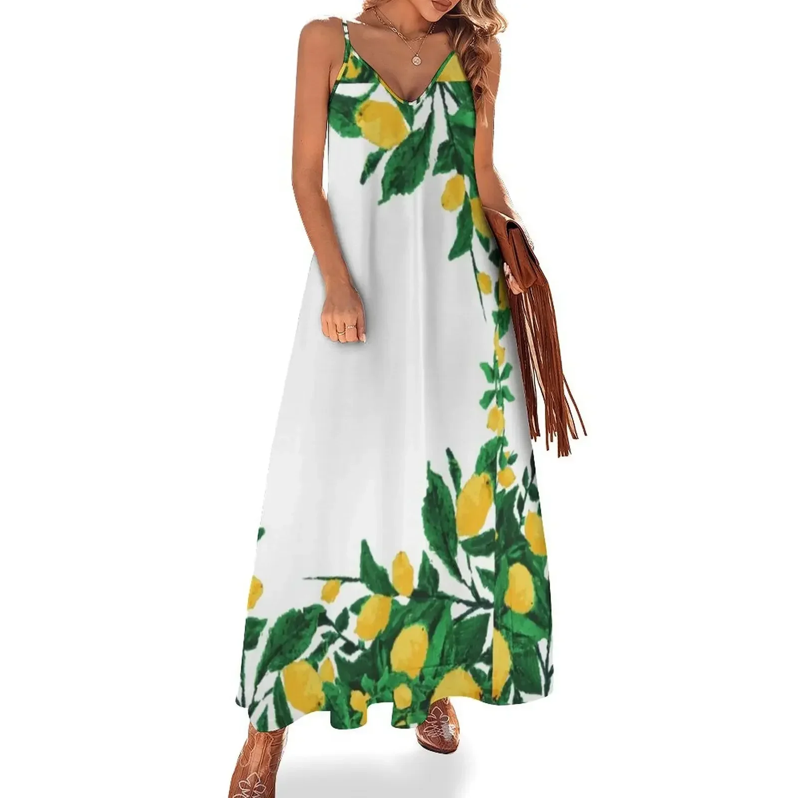 

Amalfi Lemons Collection Sleeveless Dress Women's dress elegant dresses plus sizes party dresses women Summer skirt Dress