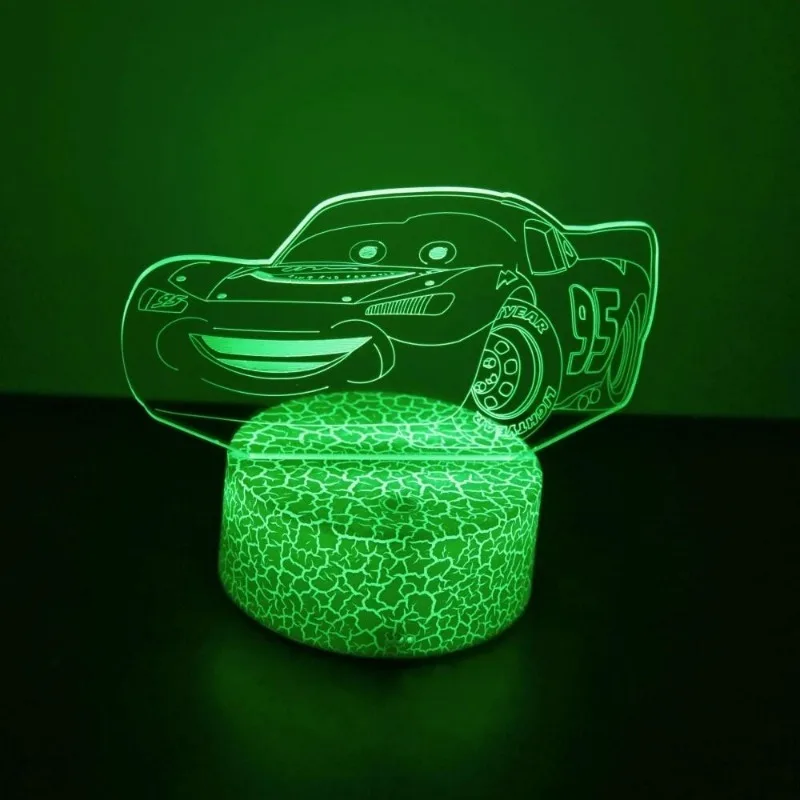 Disney Cute Car 3D Lamp LED Night Light McQueen Kids Table Lamps Nightlight for Children\'s Lights Bedroom Desk Decor Gifts