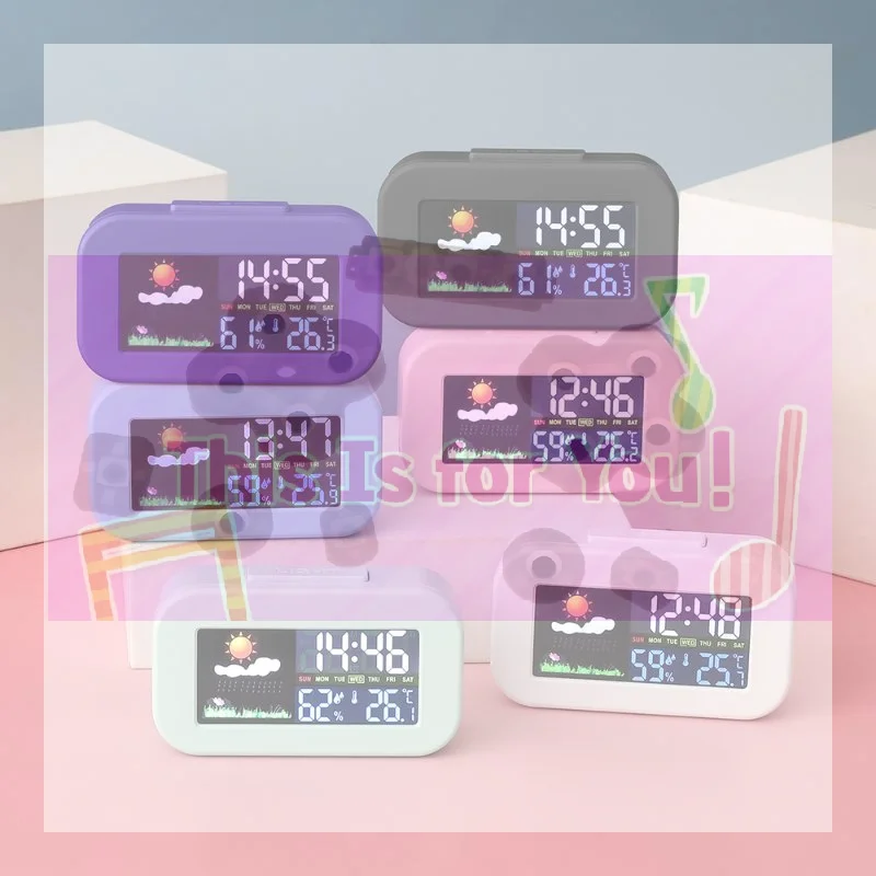 Weather Station Clock With Color Display - Temp & Humidity Monitor, Backlit For Kids & Teens, Perfect For Bedroom & Dorm Desk