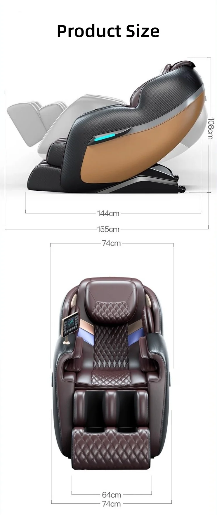 2025 Luxury Shiatsu Air Compression Smart AI Full Body Zero Gravity Leather Massage Chair Heat Waist Neck Foot Support for