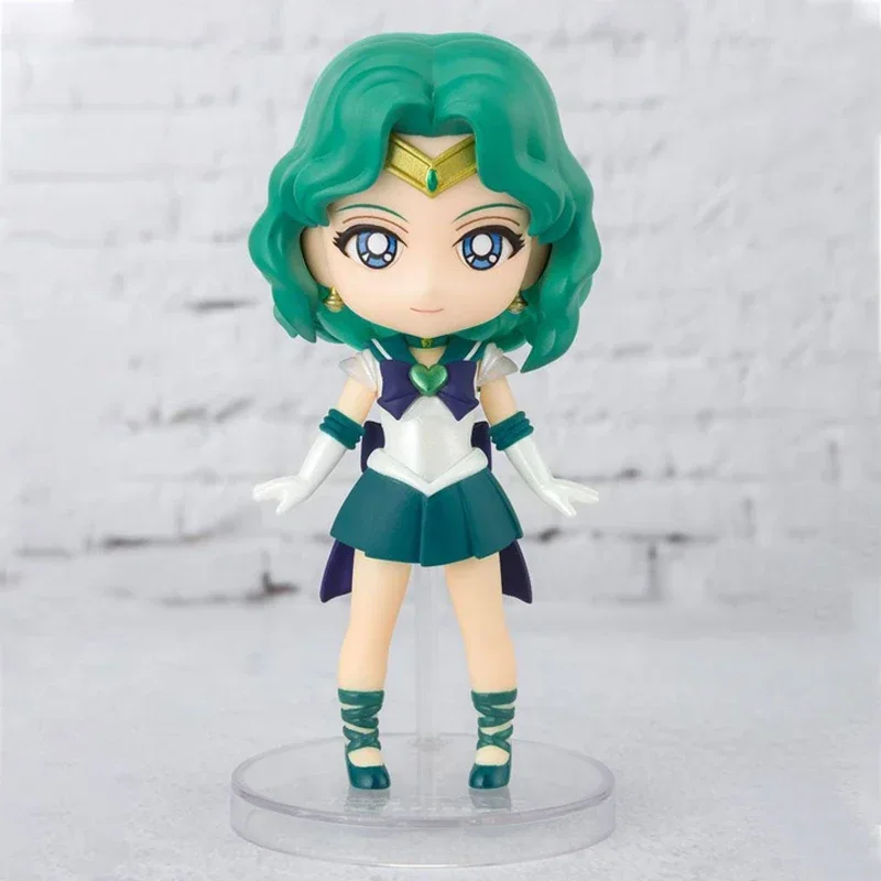 Bandai 2024 Original Sailor Moon Kaiou Michiru Figuarts Mini 033 Neptune Q Ver Kawaii Anime Action Collection Model Toys Gifts