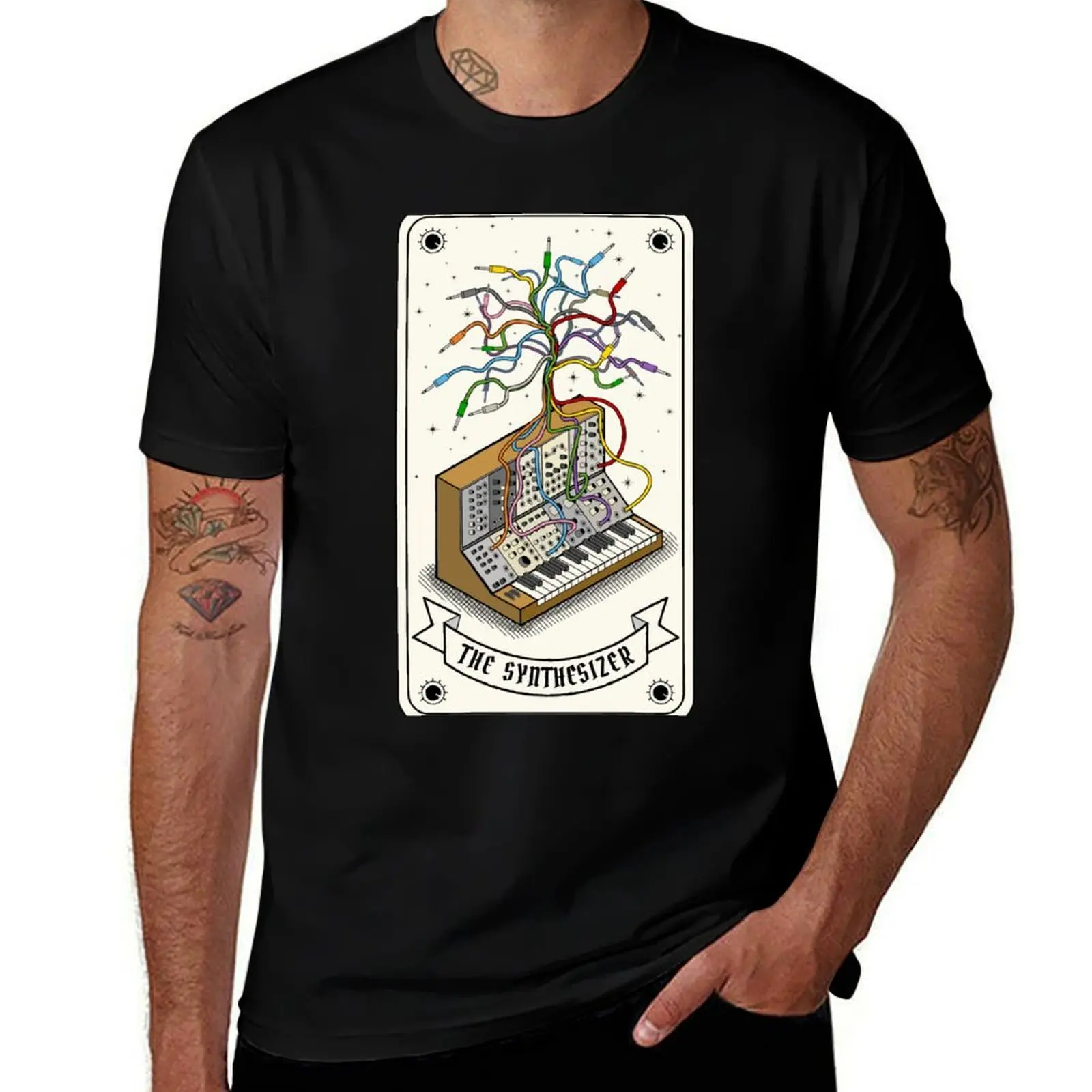 

Modular Synthesizer Tarot Card T-Shirt cotton tshirt 100% t shirt man plain man t shirt graphic T-shirt