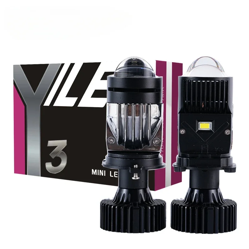 2PCS lens with matrix laser H4 Near and far integrated headlight ultra bright 55W automotive led headlight y3 fisheye bulb