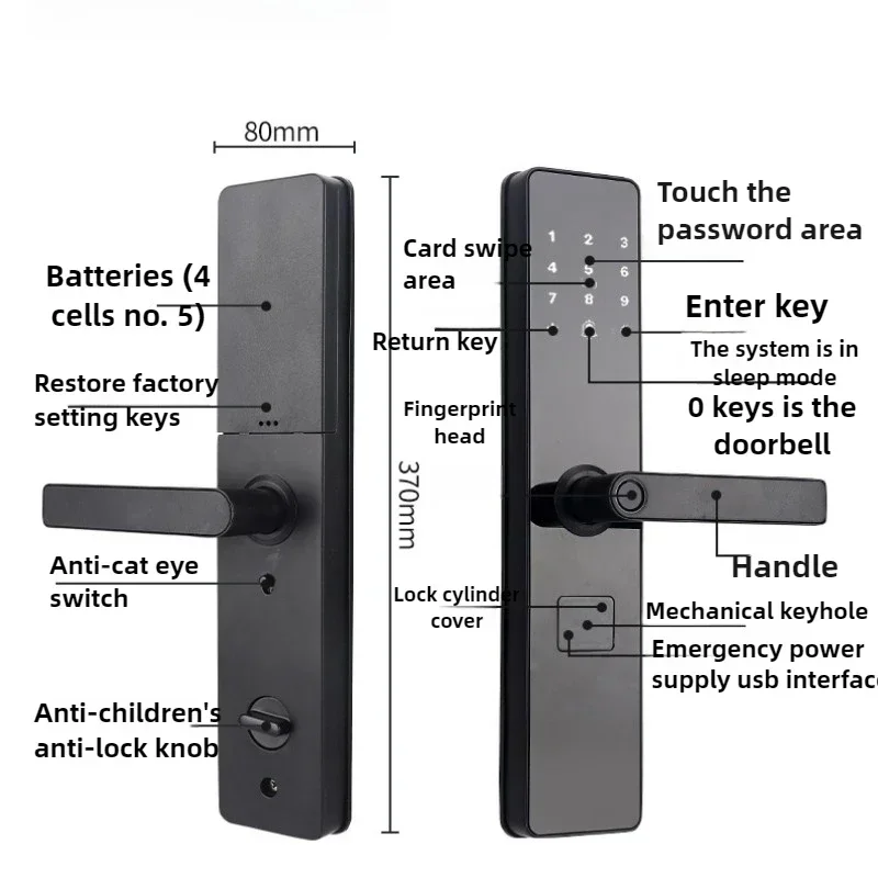 New 2026 Smart Door Lock Home Use Fingerprint Password Magnetic Card Temporary Multiple Unlocking Methods Intelligent Inducti