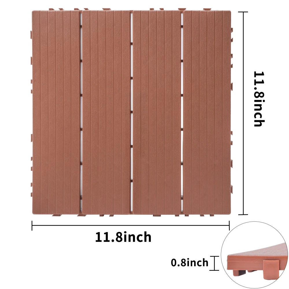 Plastic Interlocking Deck Tiles, Patio Flooring Outdoor Waterproof All Weather Use for Garden Poolside Front/Back Yard