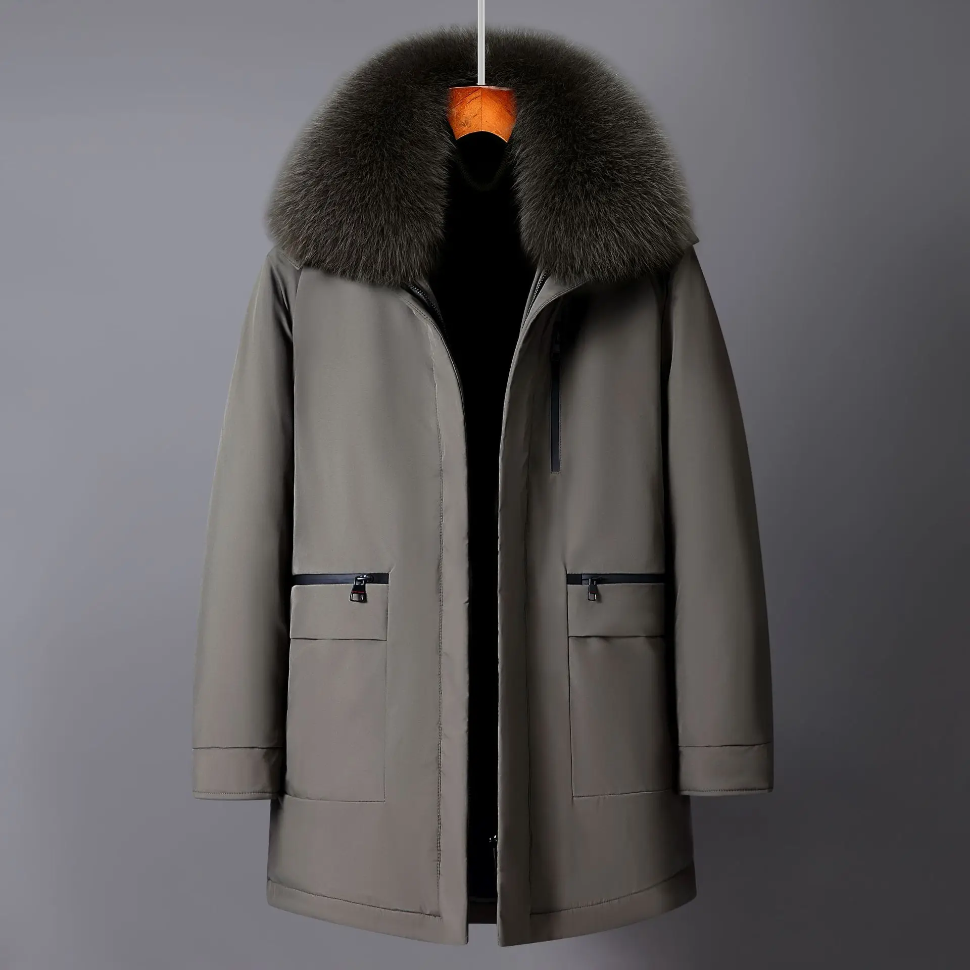 Canada Fashion Winter Jacket for Men Down Coat Parka Men's White Goose Down Jacket Long Padding Detachable Down Inner Liner H819