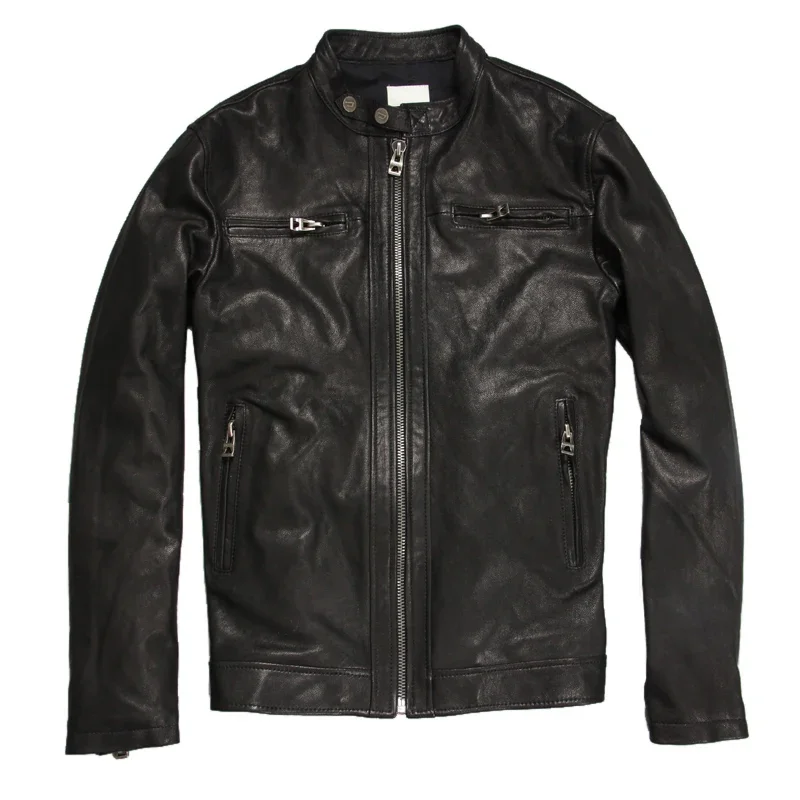 CLERANCE SALE ! Men's Leather Jacket Men Soft Matte Goat Skin Coat Black Male Genuine Leather Jackets Autumn Plus Size 6XL M031