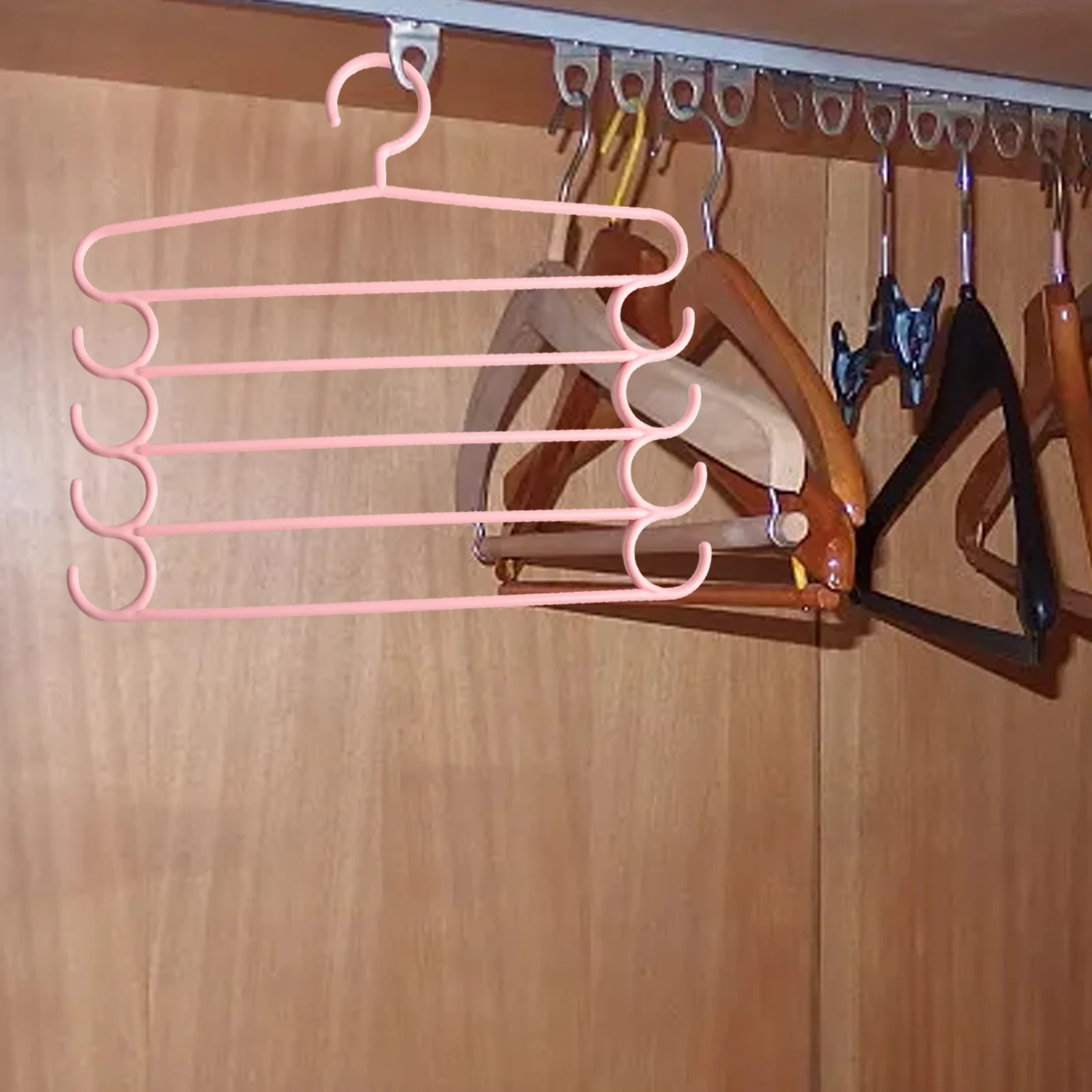 1pc Pants Rack Multifunctional Household Saving Space 5 Layer Trousers Hanger Pants Closet Color Clothes Peg Home Organization