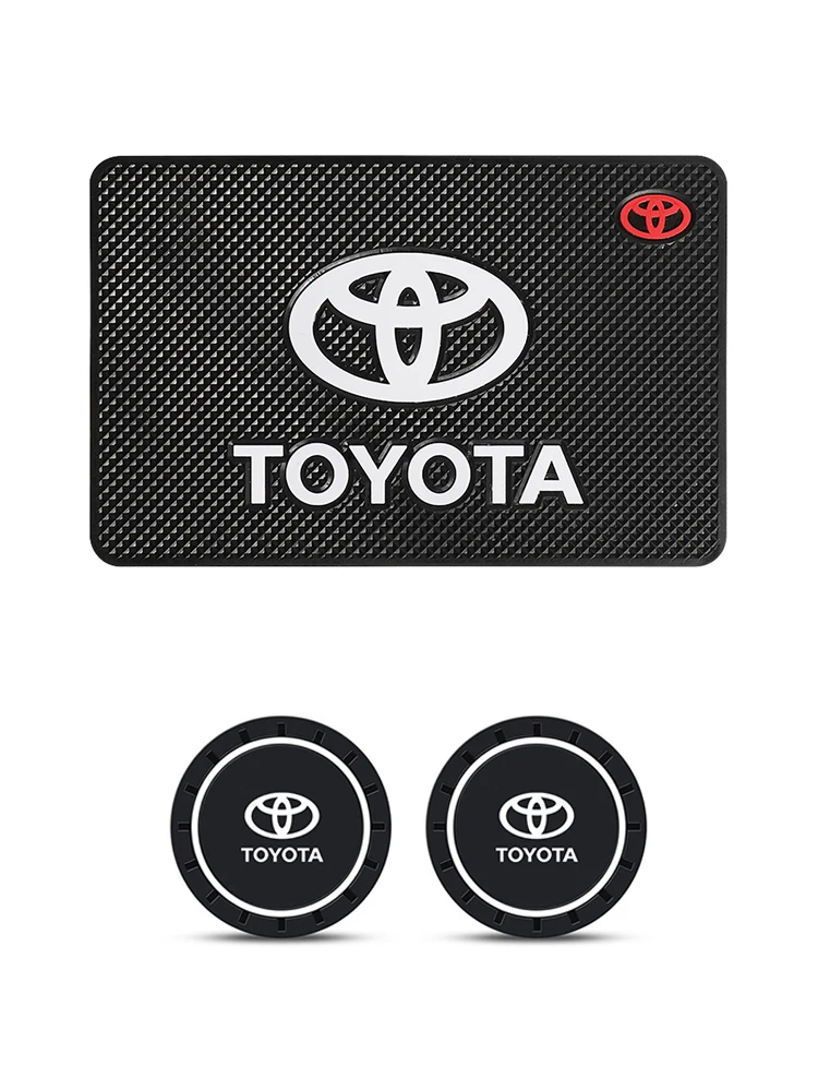 Tapis de tableau de bord de voiture en Silicone PVC + 2 tampons de tasse d'eau antidérapants pour Toyota Rav4 Fortuner Auris Reiz Camry Corolla Avanza Yaris