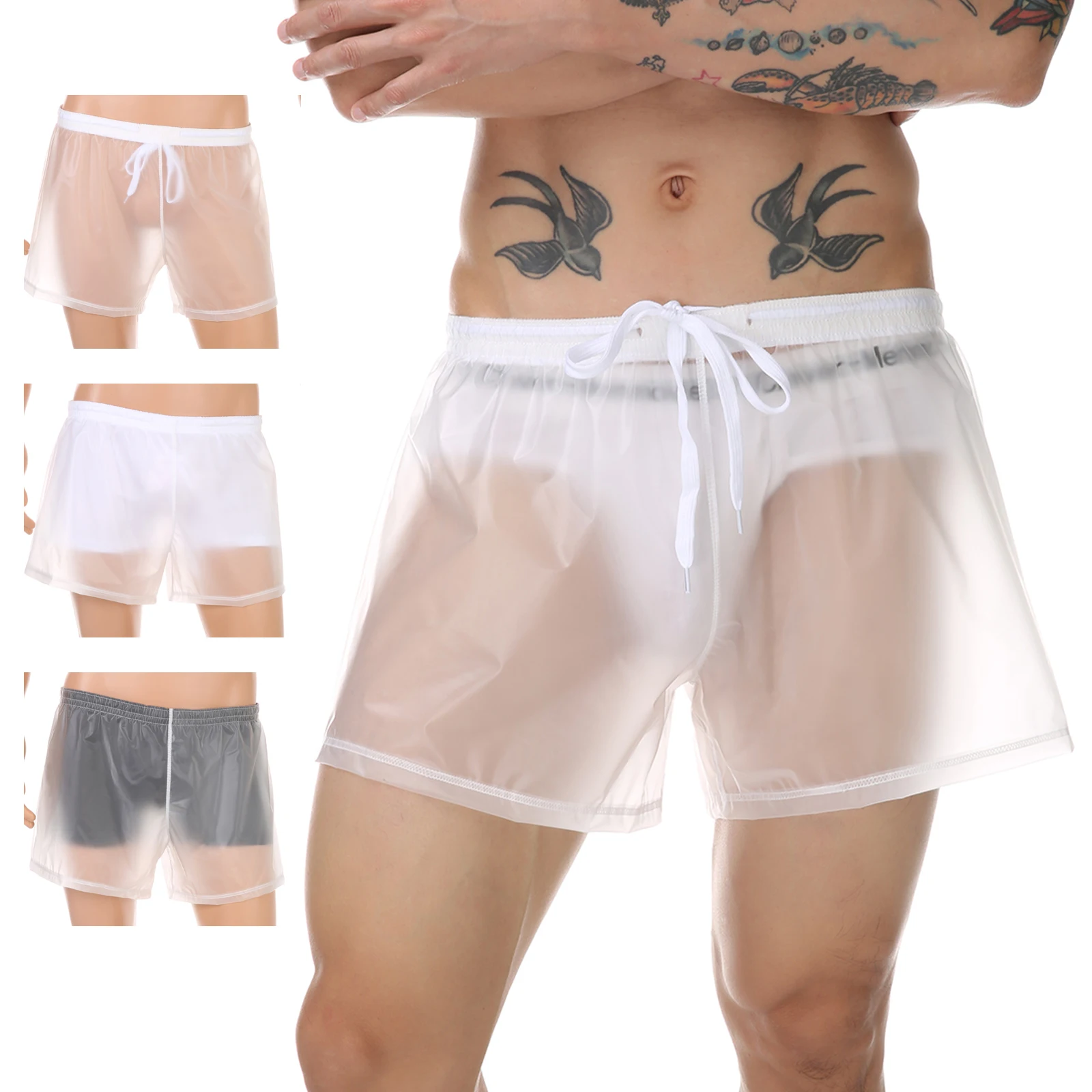 

Fashion Men's Underwear Transparent See-Through Boxers Men's swimwear PVC Waterproof Men Beach Shorts Surf Beach Pants