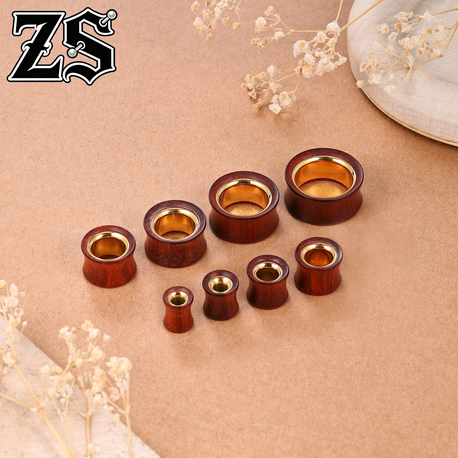 

ZS 1 Pair 8-25MM Hollow Wooden Ear Plugs And Tunnel Unisex Stainless Steel Large Gauges Black Flesh Strecher Expander Piercings