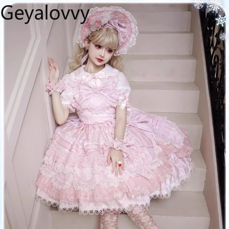 

Великолепное свадебное платье в стиле Лолиты на день рождения JSK, милое японское милое платье без рукавов с высокой талией для девочек