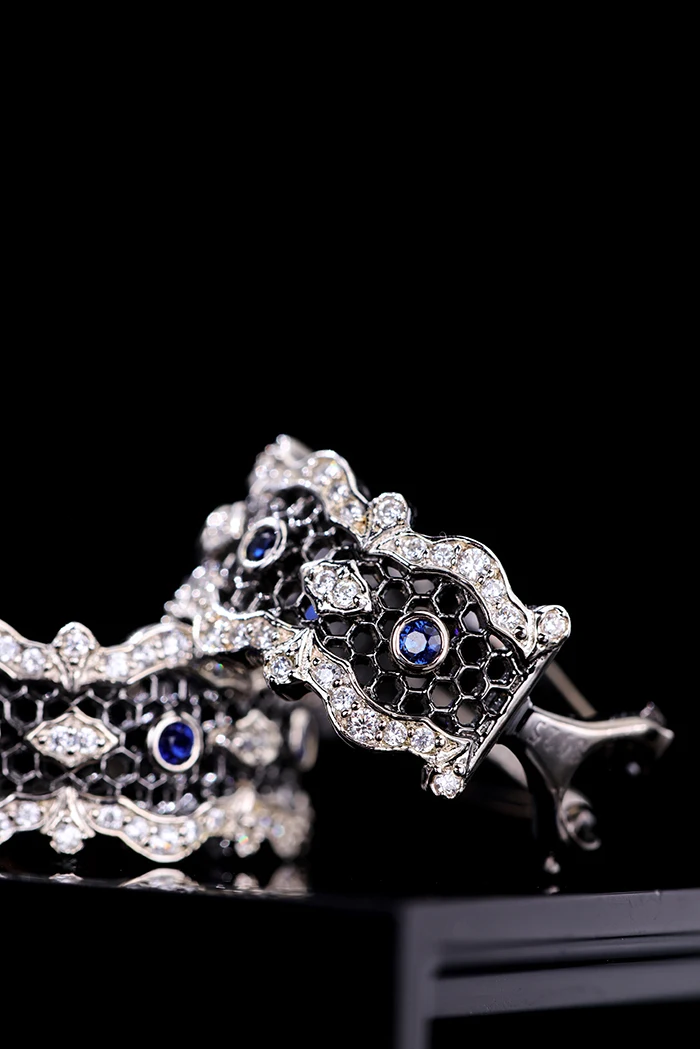 CMajor S925 Sterling Silver Brushed 5A Blue CZ  Clip Earring Italian Craft Elegant Vintage Jewelry Party Wedding Gift for Women