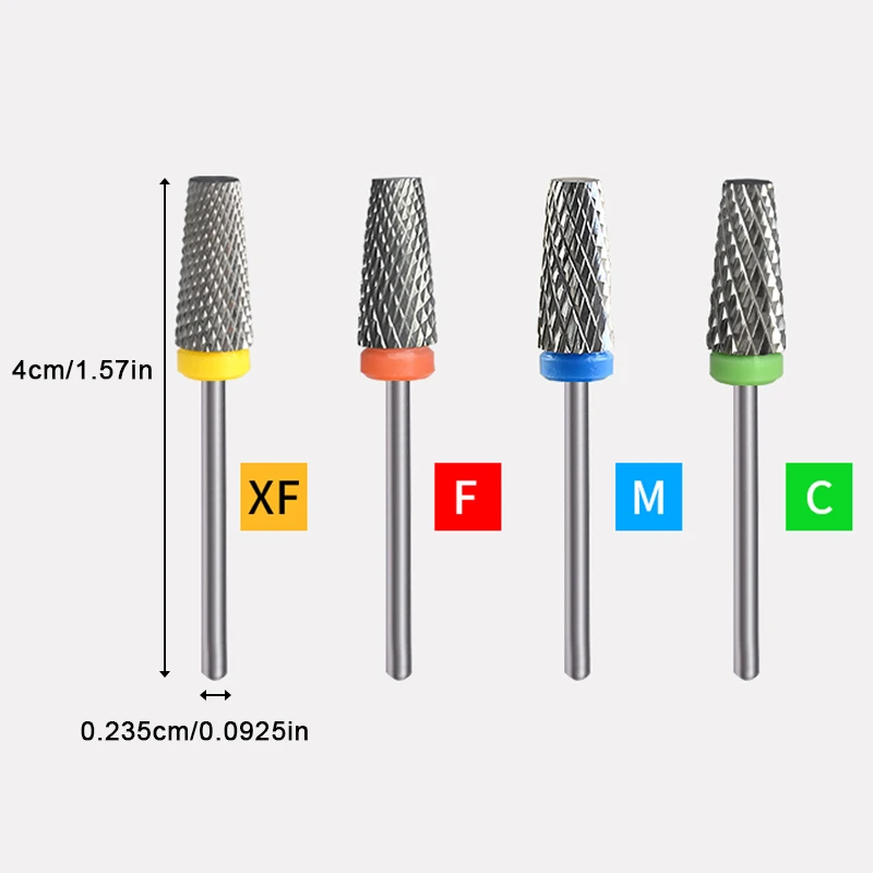Wolfraamcarbide Elektrische Nagelboren, Nagelcarbide Bit, 3/32 "Schacht Taps Toelopende Bar, Professionele Manicure Pedicure Tool