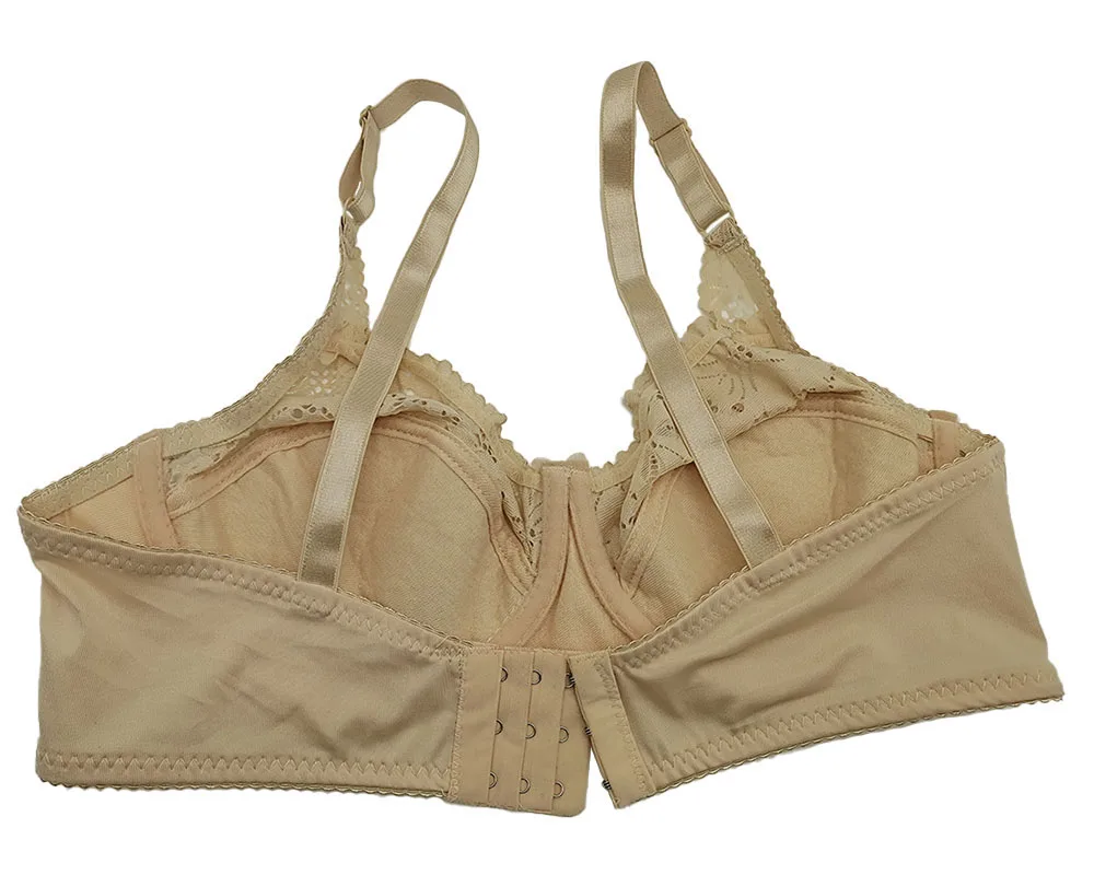 Sujetador de encaje sexy para mujer, de cobertura completa de algodón acolchado bralette, ropa interior minimizador, lencería de realce con aros de pecho grande bh C27